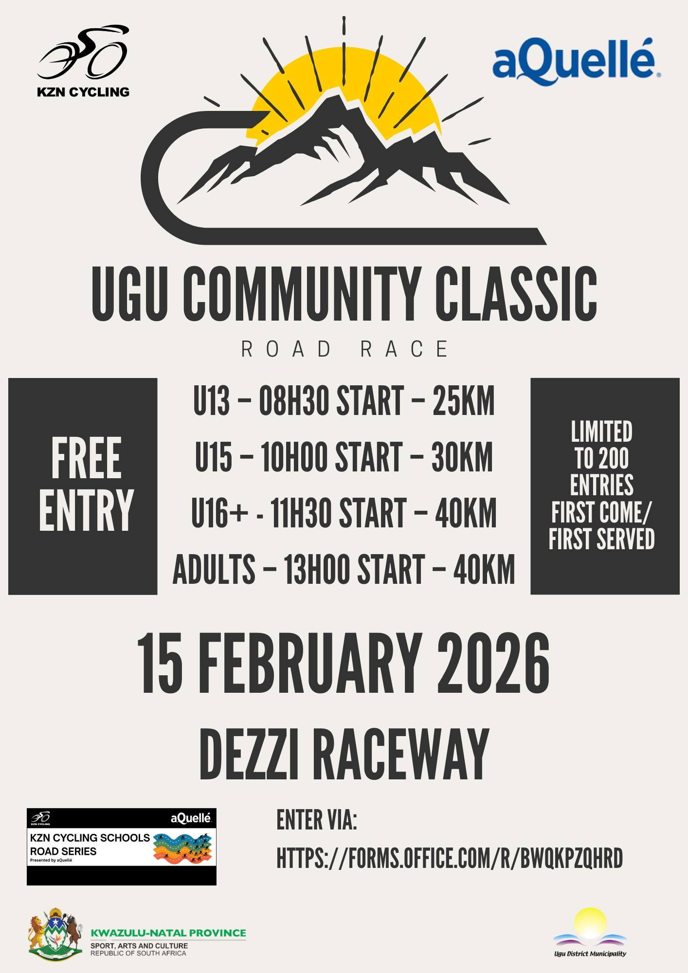 KZN - 🚴‍♂️ UGU COMMUNITY CLASSIC – ROAD RACE 🚴‍♀️ 📍 Dezzi Raceway 📅 15 ...