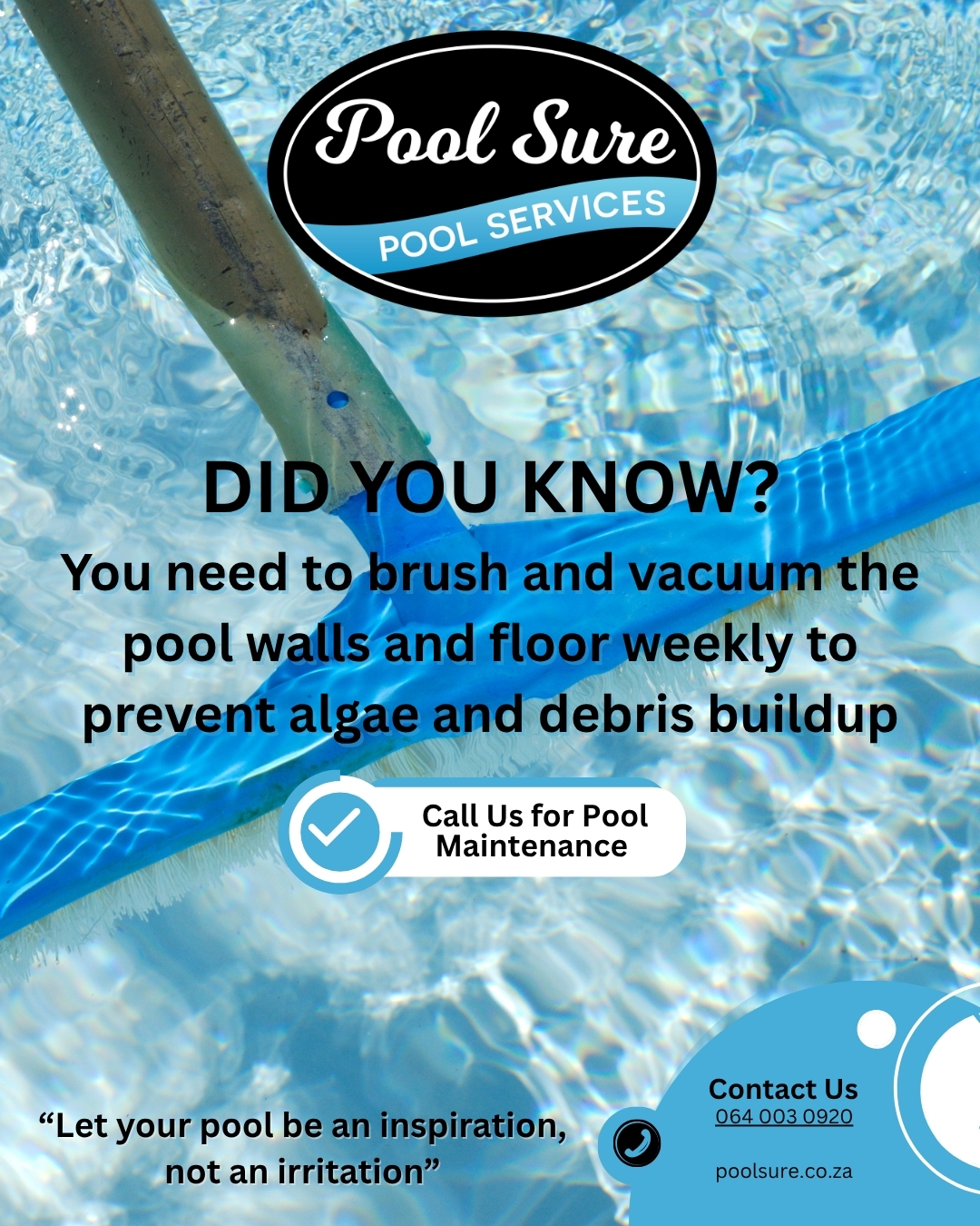 Pool - Crystal-clear water starts with consistency. Brush and vacuum ...