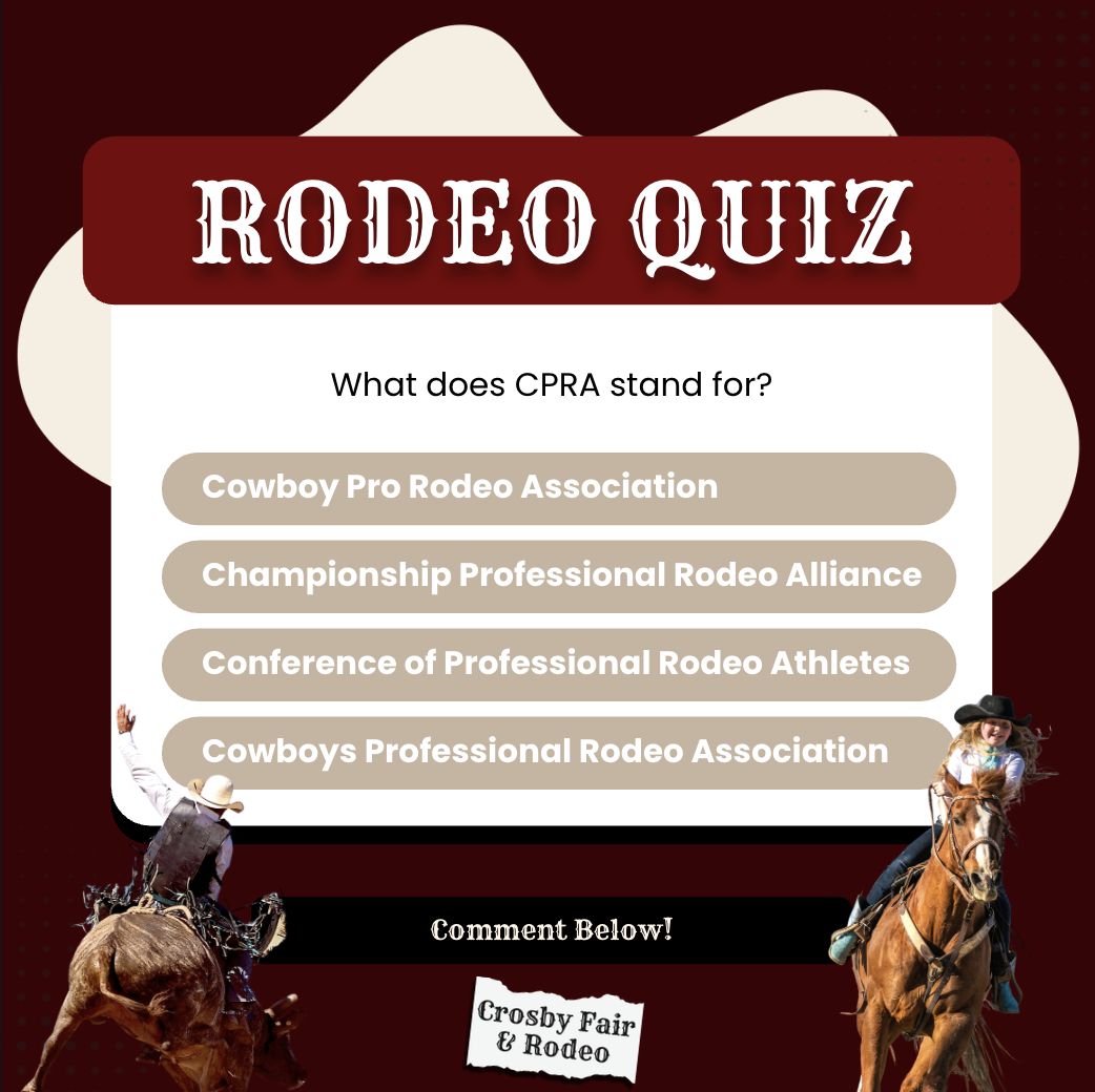Rodeo fans… it’s quiz time! 🤠🐂 As we... - Crosby Fair & Rodeo | Facebook