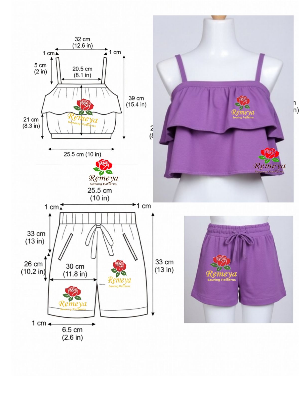 Remeya - DIY Ruffle Crop Top and Shorts Summer Set Sewing Tutorial # ...
