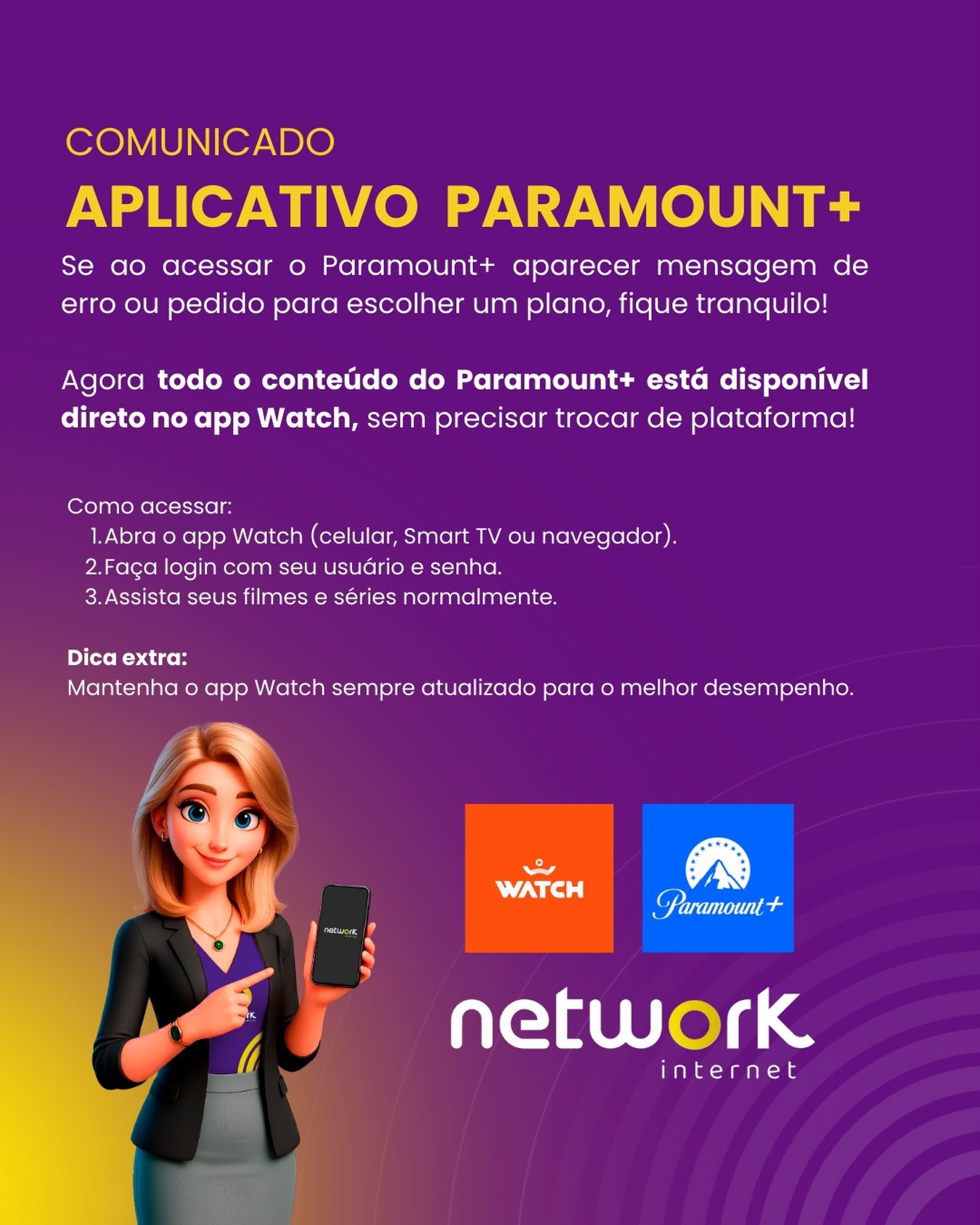 Network - Informamos que o acesso ao conteúdo do Paramount+ agora deve ...