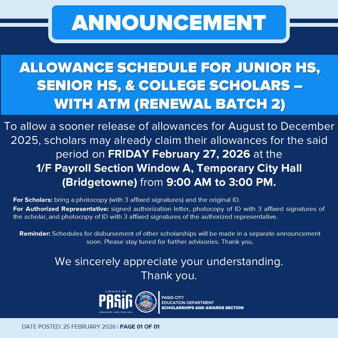 Pasig City Scholarship Office | Pasig