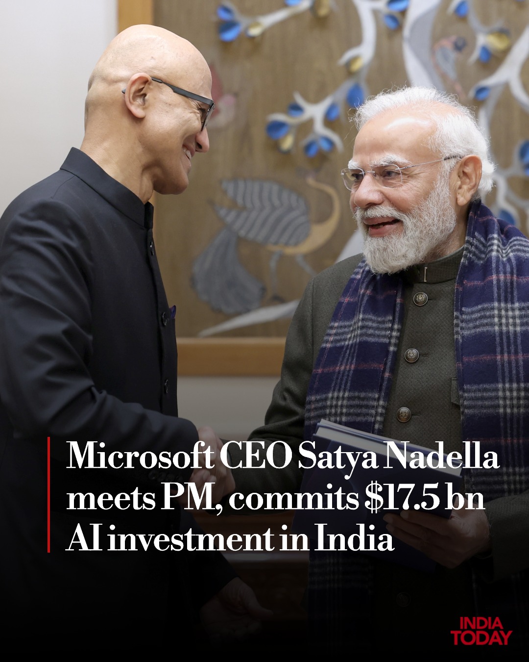 India - Microsoft CEO Satya Nadella meets PM Modi, commits $17.5 ...