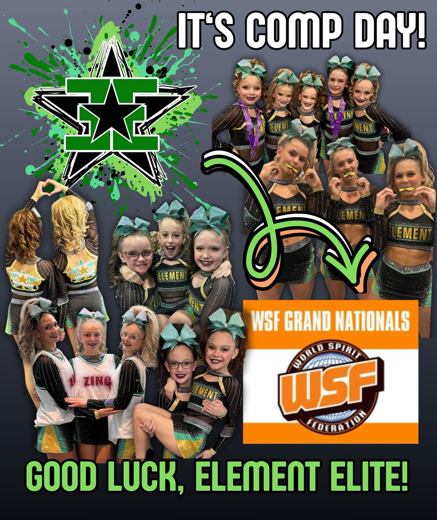 💚 It’s Comp Day! 💚... - Element Elite Tumbling and Cheer | Facebook