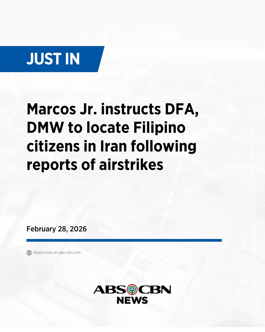 ABS-CBN News - JUST IN: President Ferdinand Marcos Jr. has... | Facebook