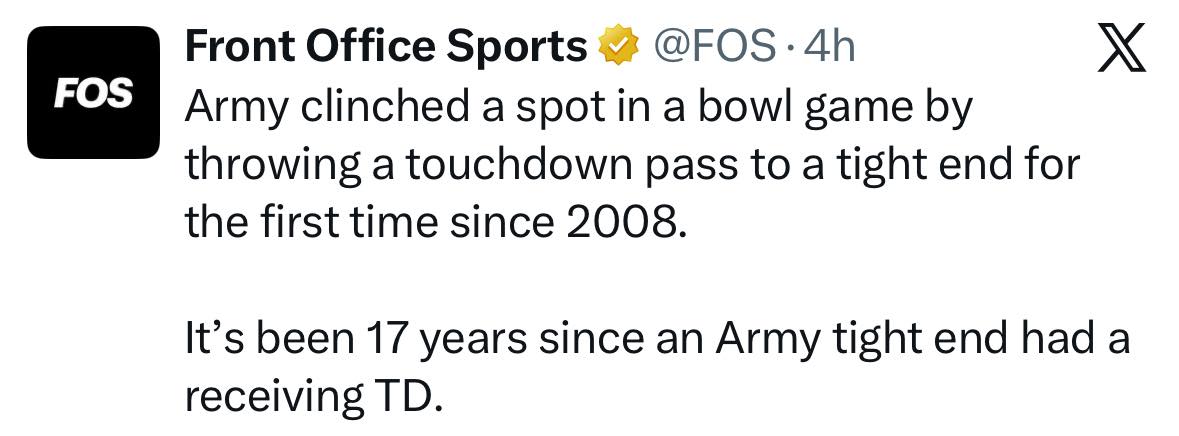 Second - What a moment for army football! I know reaching bowl ...