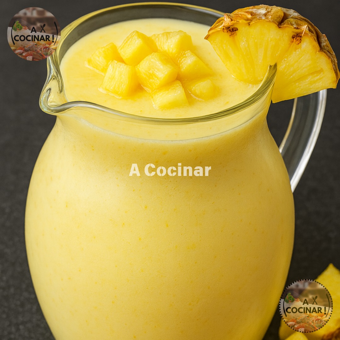 A Cocinar - Refresco Cremoso de Piña 🍍🥛 Ingredientes: 🍍 3 tazas de piña ...