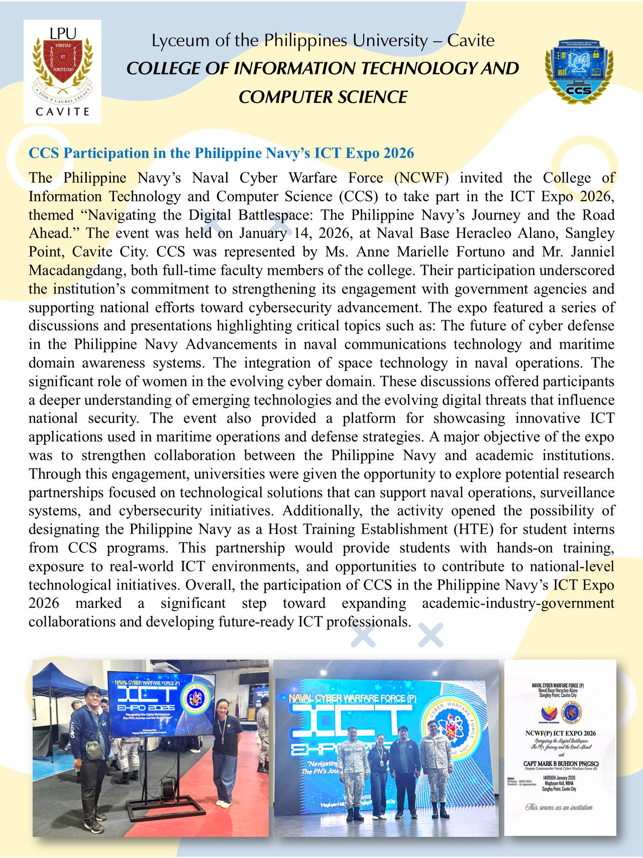 LPU-Cavite College of Information Technology and Computer Science - CCS