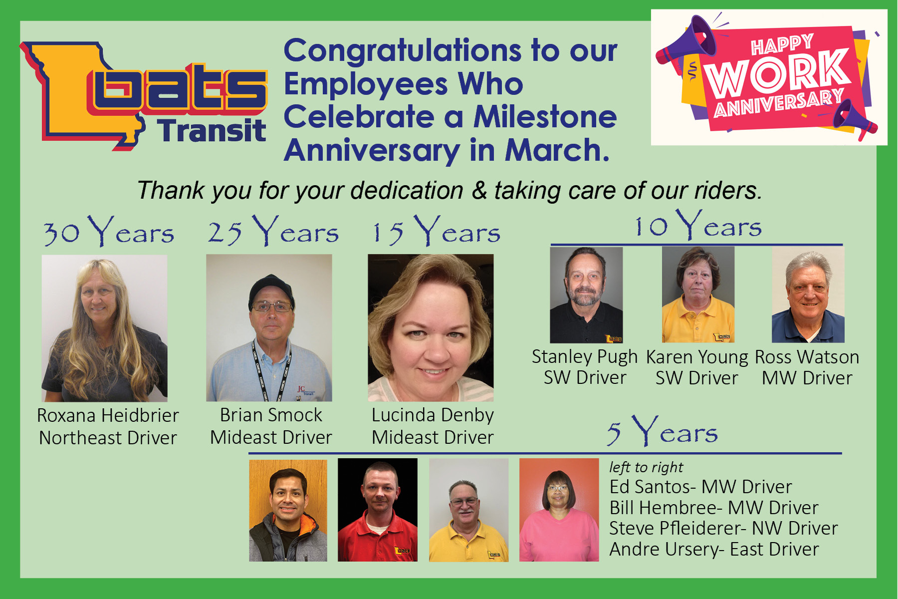 OATS - Thank you to our employees celebrating a milestone anniversary ...