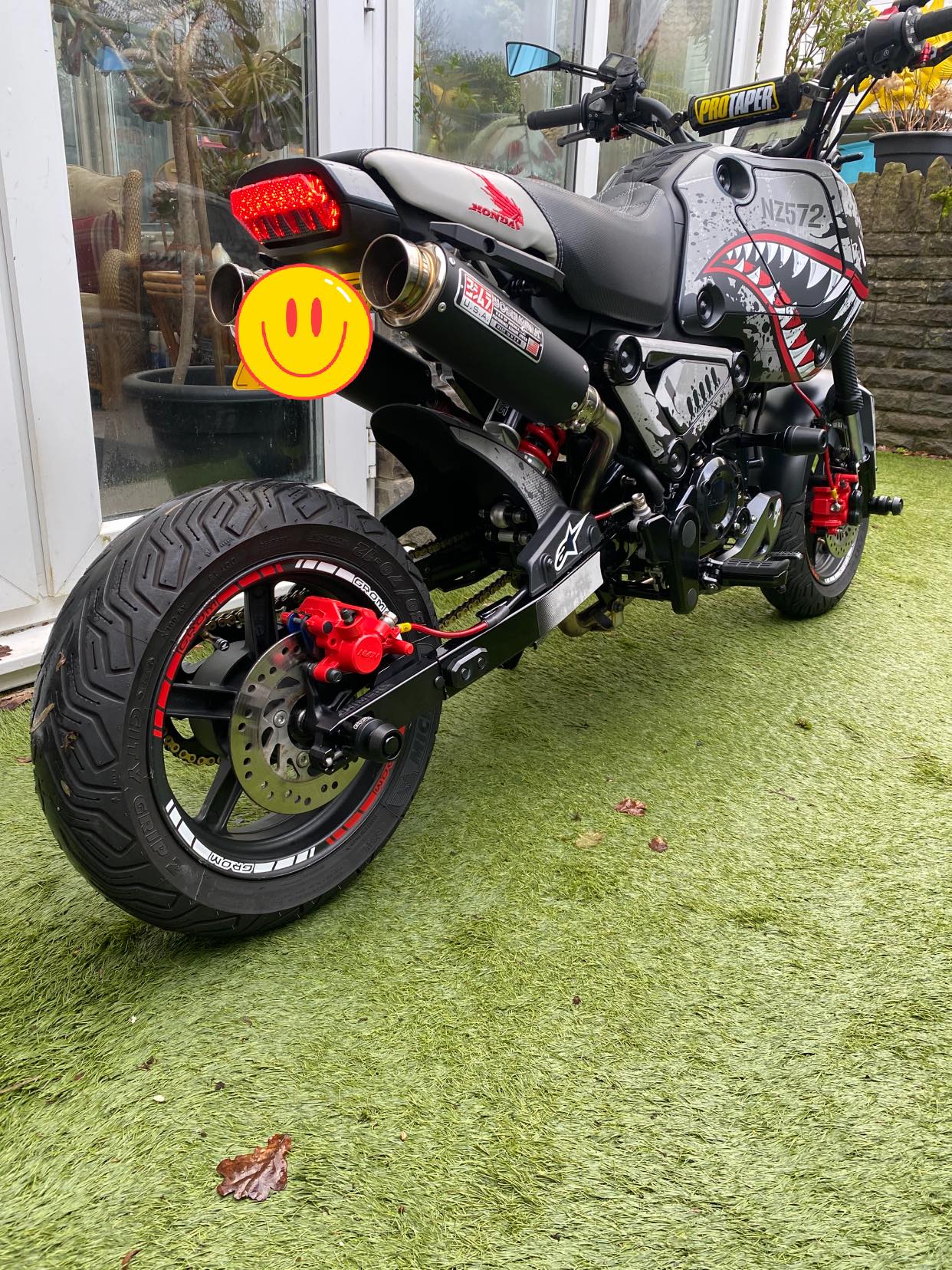 Custom-modified Honda Grom with Chimera stretch kit and Baja headlight