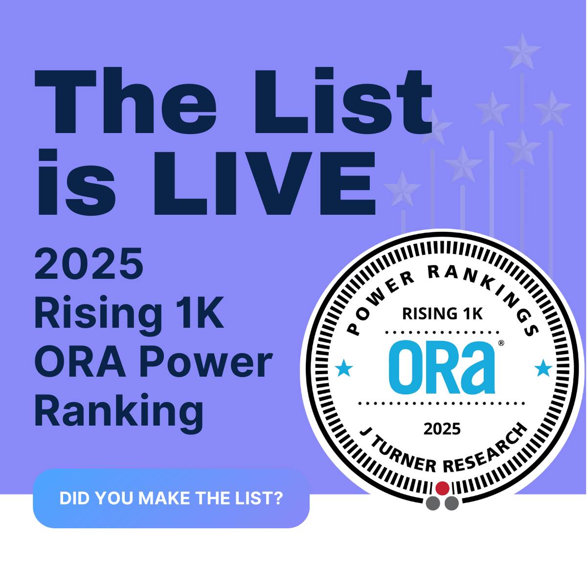 J Turner - The 2025 Rising 1K ORA® Power Ranking has officially been ...