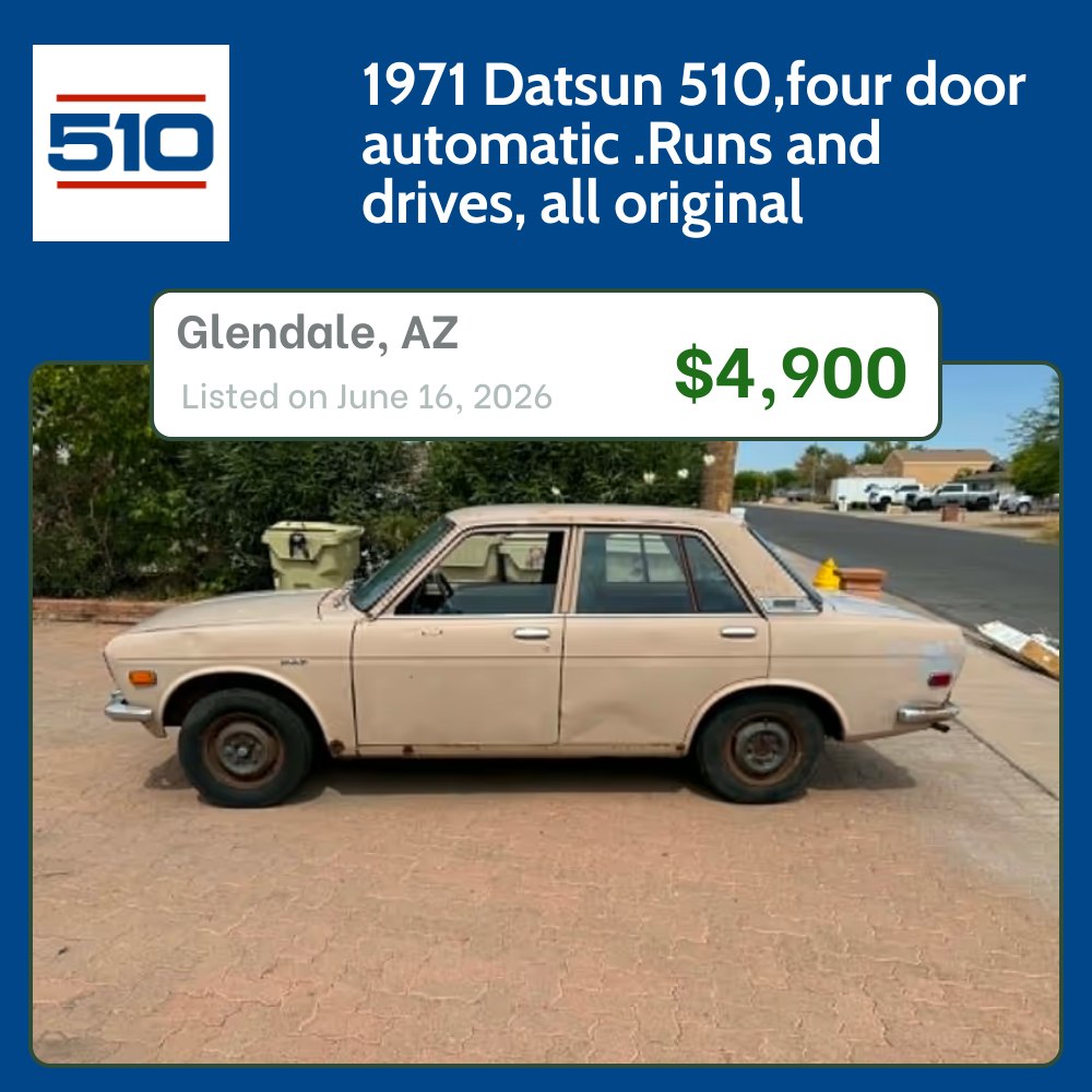 Featured Ad 1971 Datsun 510,four door automatic .Runs and drives