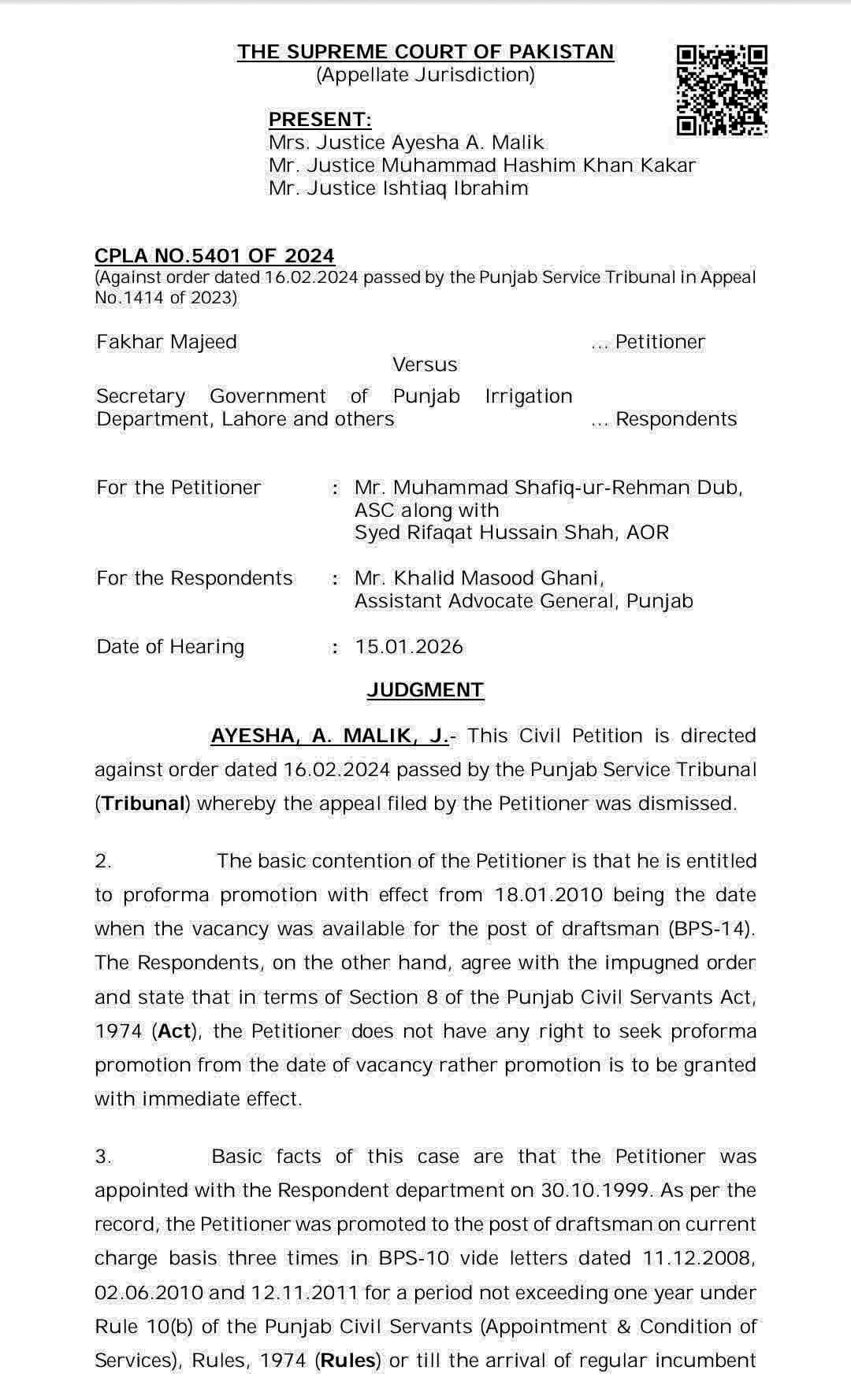 Raees - Right to Timely Promotion The Supreme Court of Pakistan ...