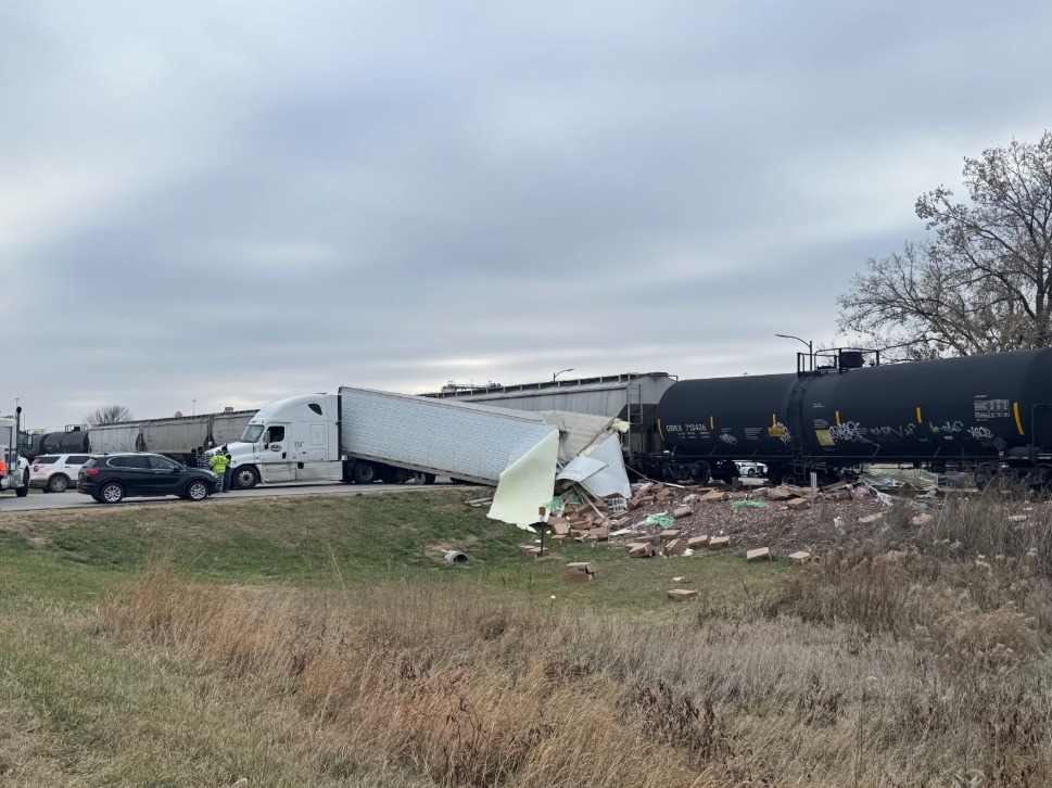 KTIV News 4 - A semi hauling meat was struck by a train,... | Facebook