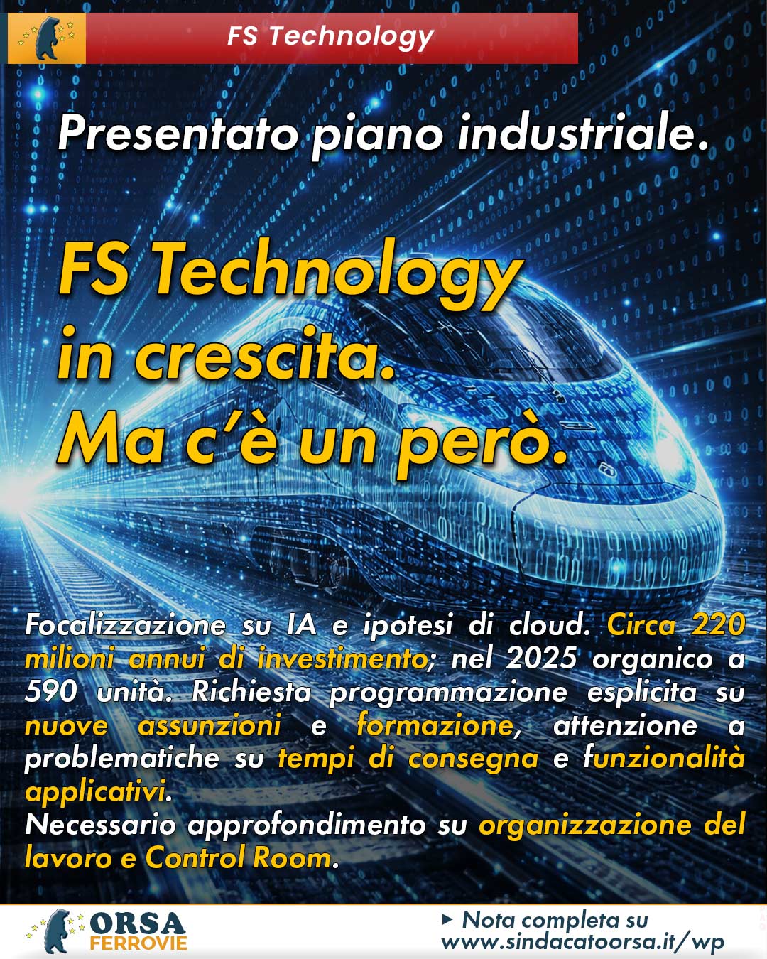 Orsa Ferrovie - 🟠 FS Technology ️ Presentato il piano... | Facebook