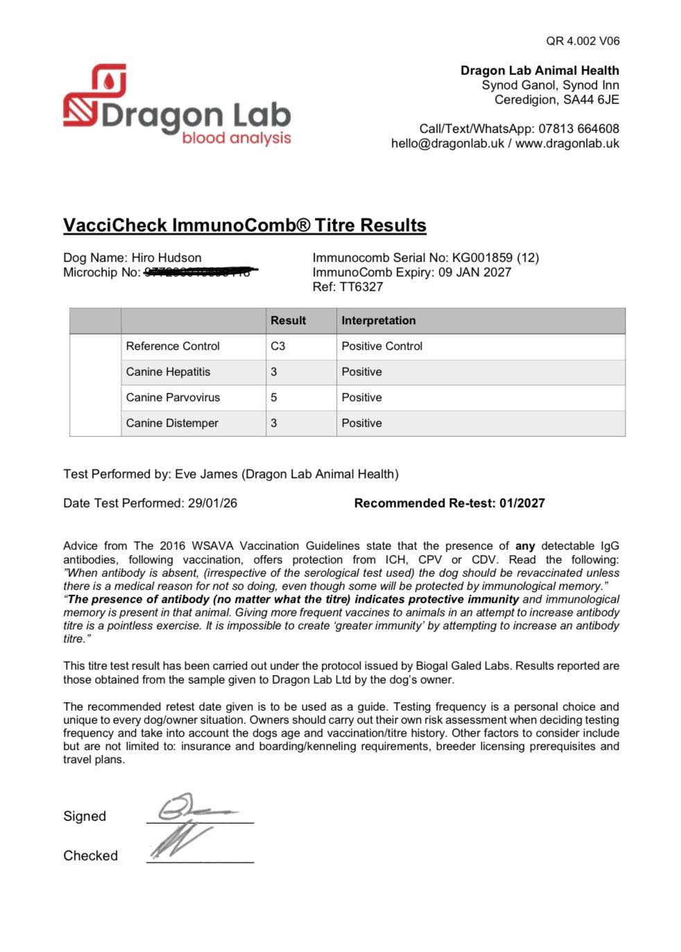 Heal - Vaccination choice and titre testing My Eurasier, Hiro, received ...