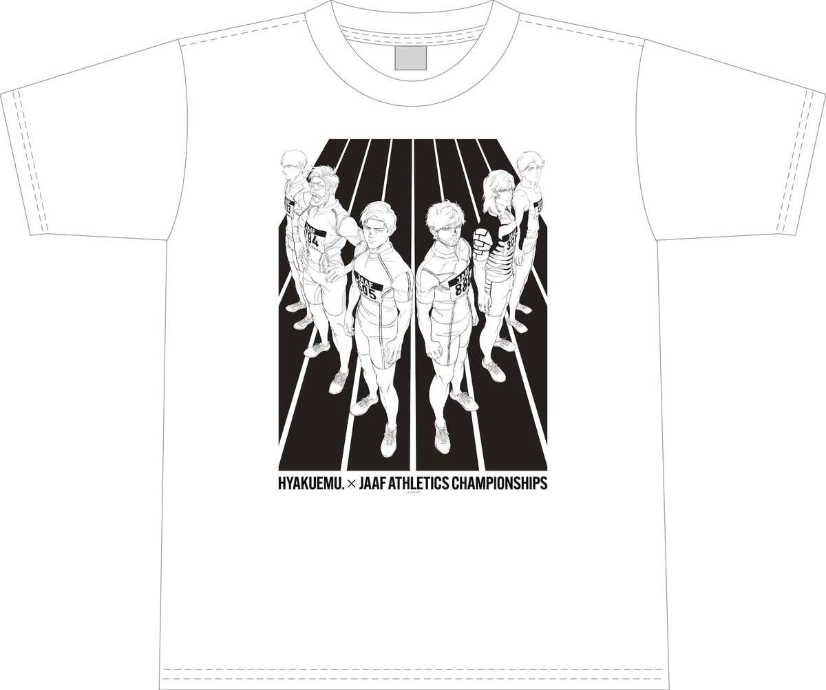 ひゃくえむ。 日本陸上 コラボTシャツ Lサイズ 未使用品　非売品ステッカー付き ✦・┈┈┈┈┈┈┈┈ ・✦ 日本選手権×『ひゃくえむ。』 コラボグッズ