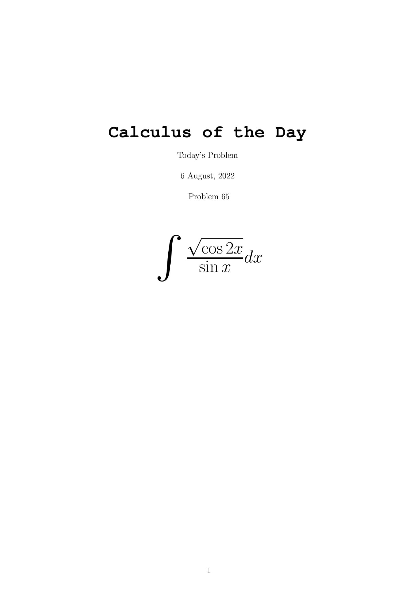 Enjoy the problem 😊... - Calculus of The Day | Facebook