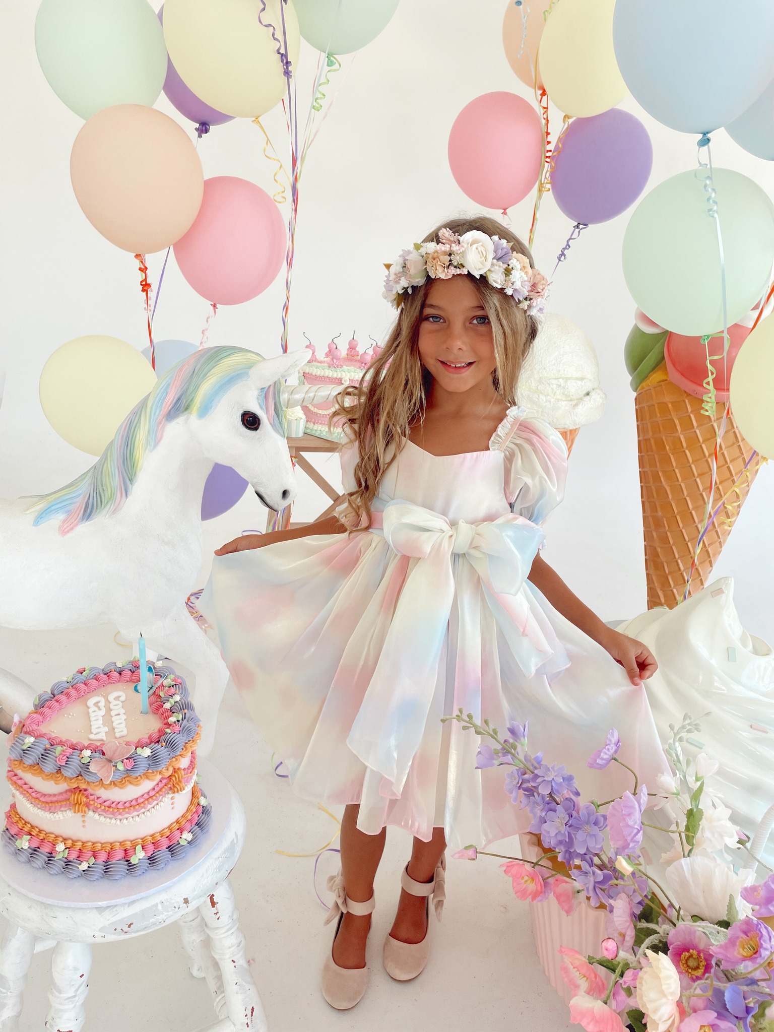 Beautiful Naya in her exquisite Cotton Candy Dress 🎀🍭🍬 https://arabellaandrose.com.au/collections/special-occasion-dresses