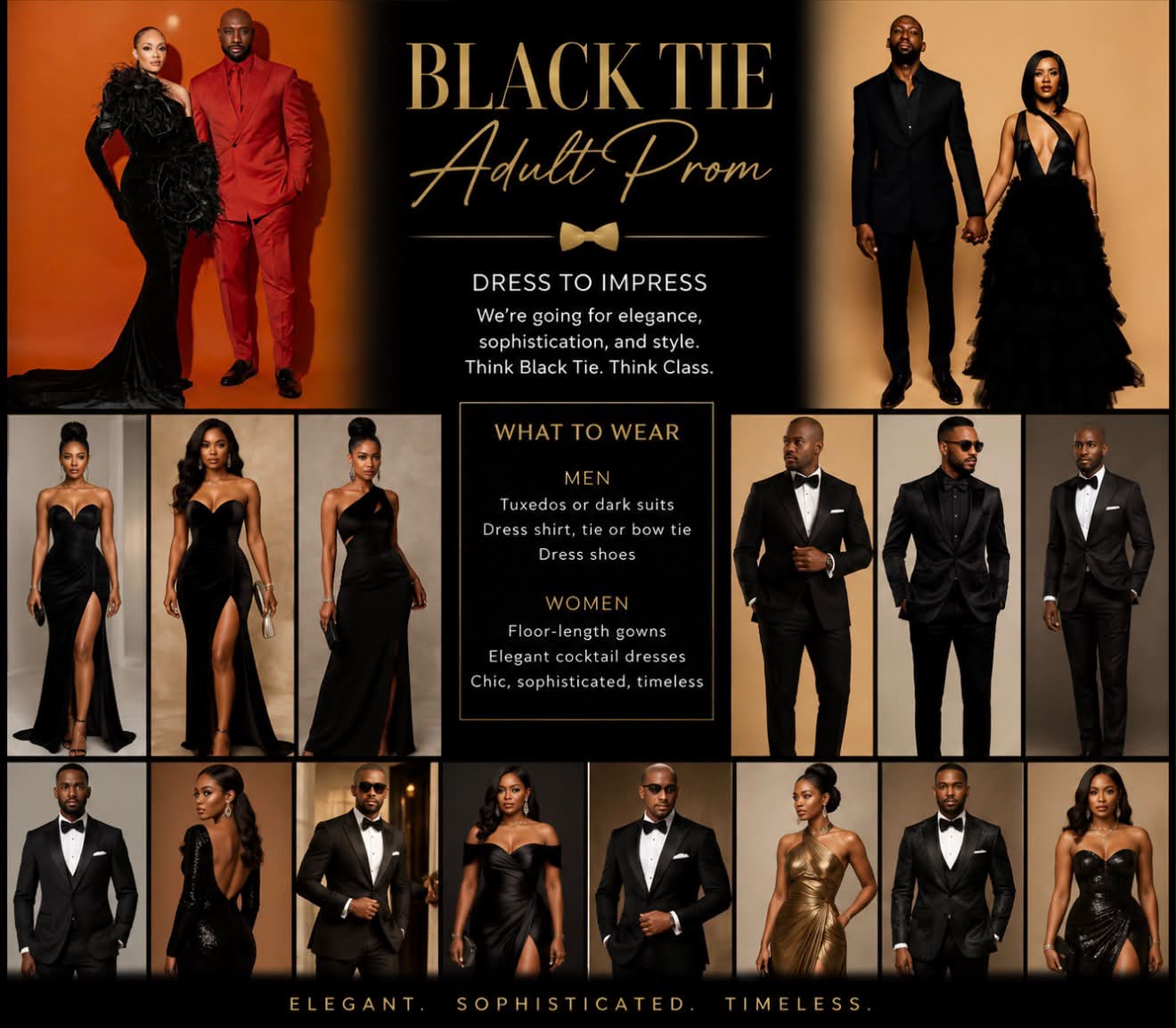 What to wear to a black tie event like Adult Prom