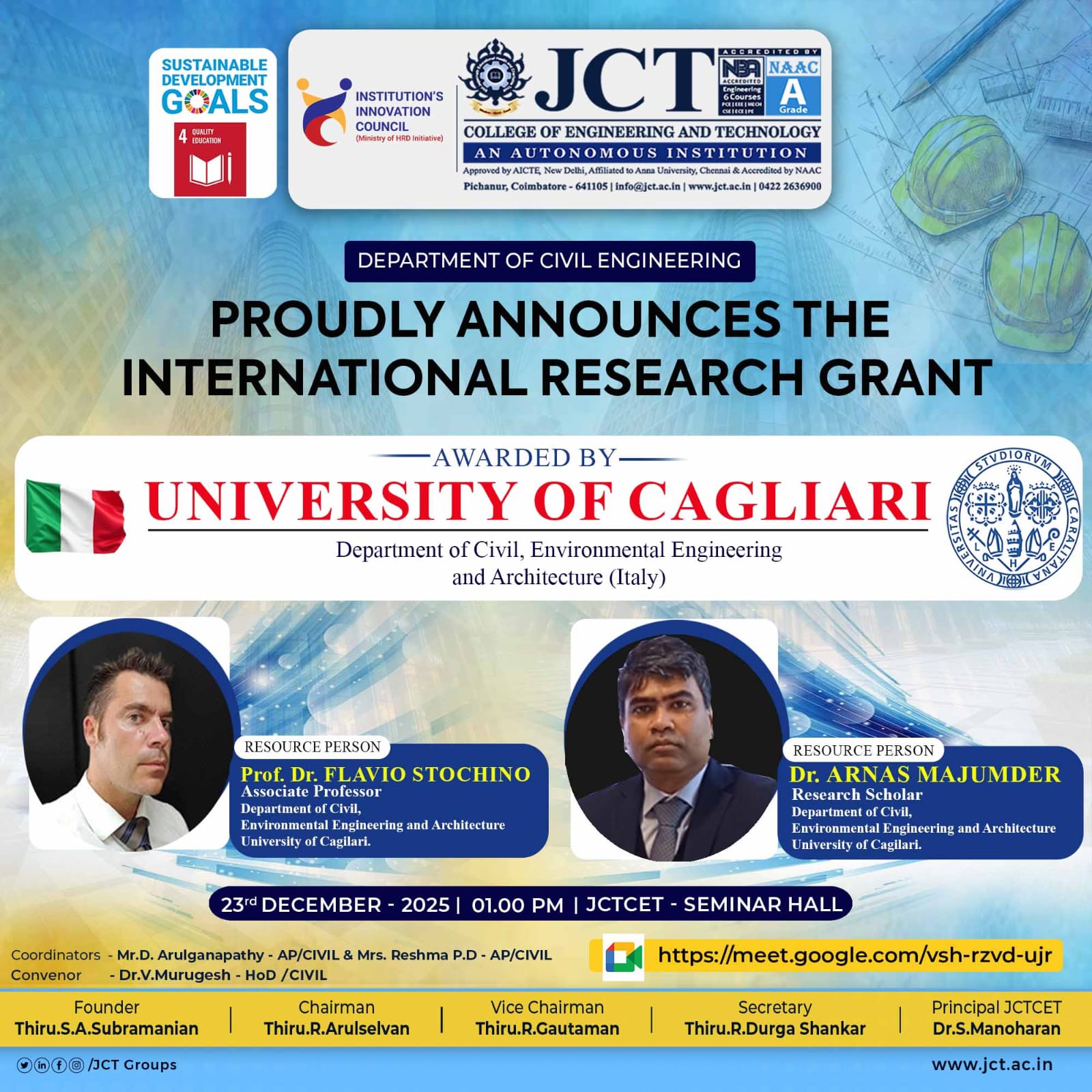 🎓🌍 International Research Grant –... - JCT Institutions | Facebook
