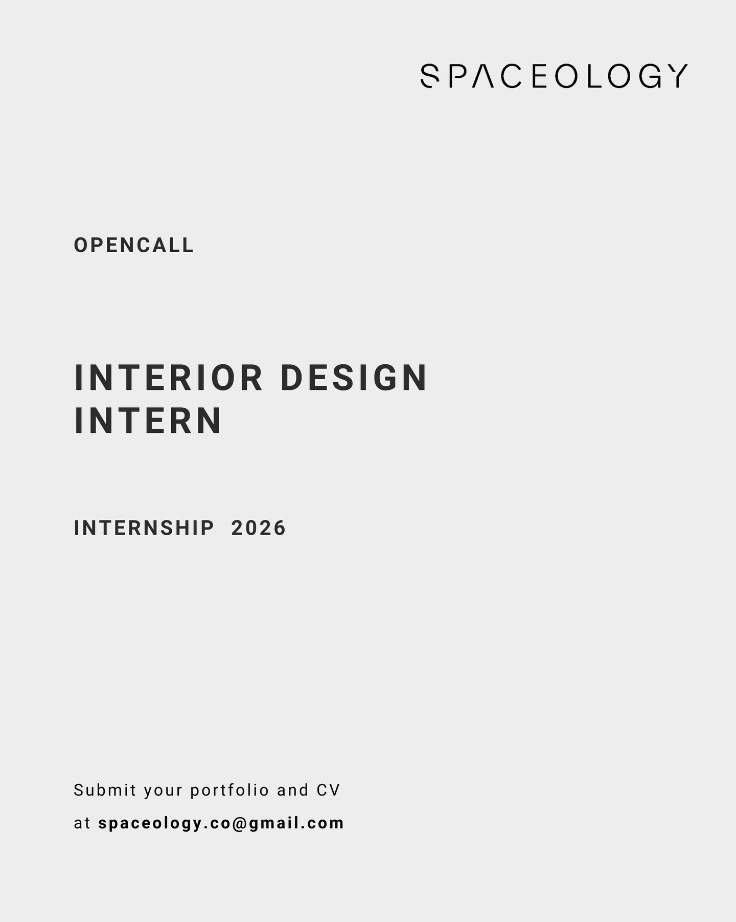 SPACEOLOGY - Open call for 2026 Internship Our studio is looking for an ...