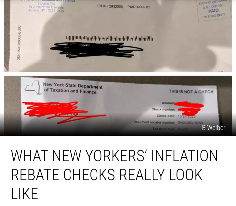 Hudson - New Yorkers are starting to receive their inflation rebate ...