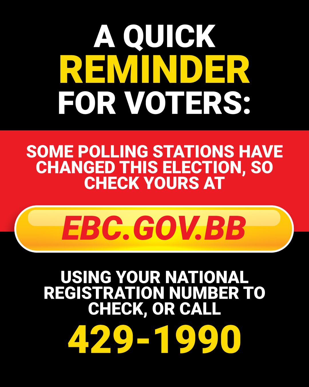 Barbados - Quick reminder: some polling stations have changed. Before ...