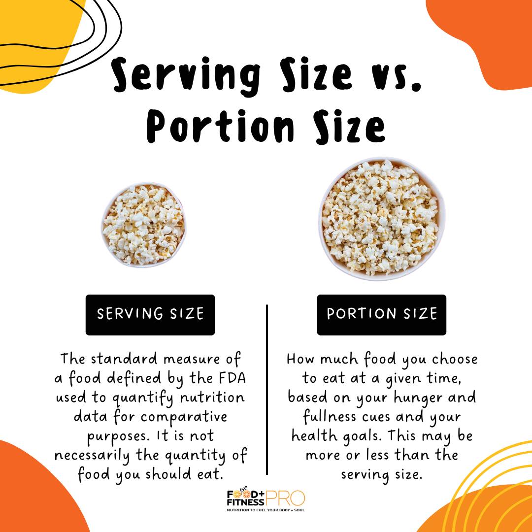 Serving size and potion size are often... - FoodandFitnessPro | Facebook