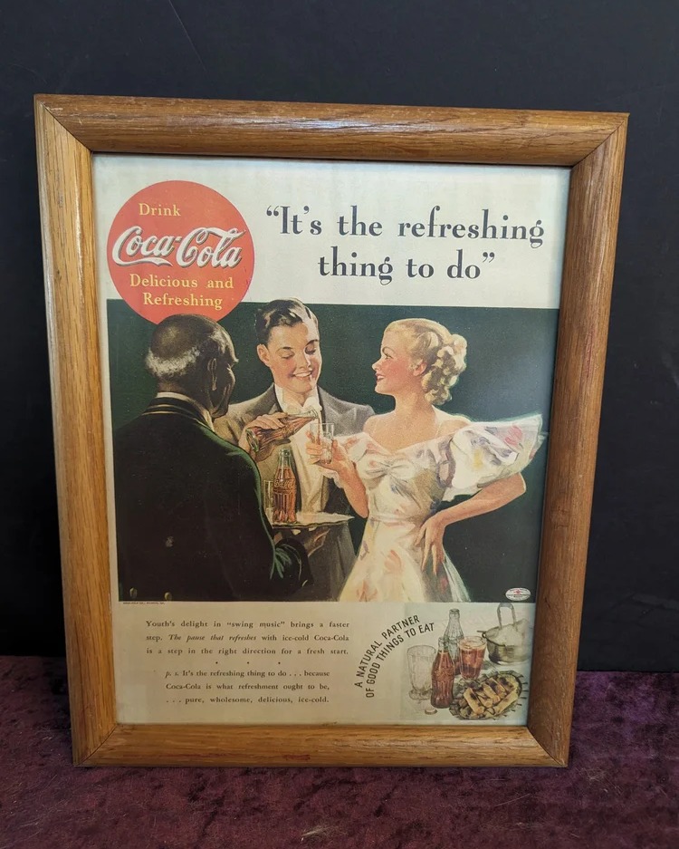 Orr - Framed Coca Cola Ad $25.00 Vintage Coca Cola ad in a stained