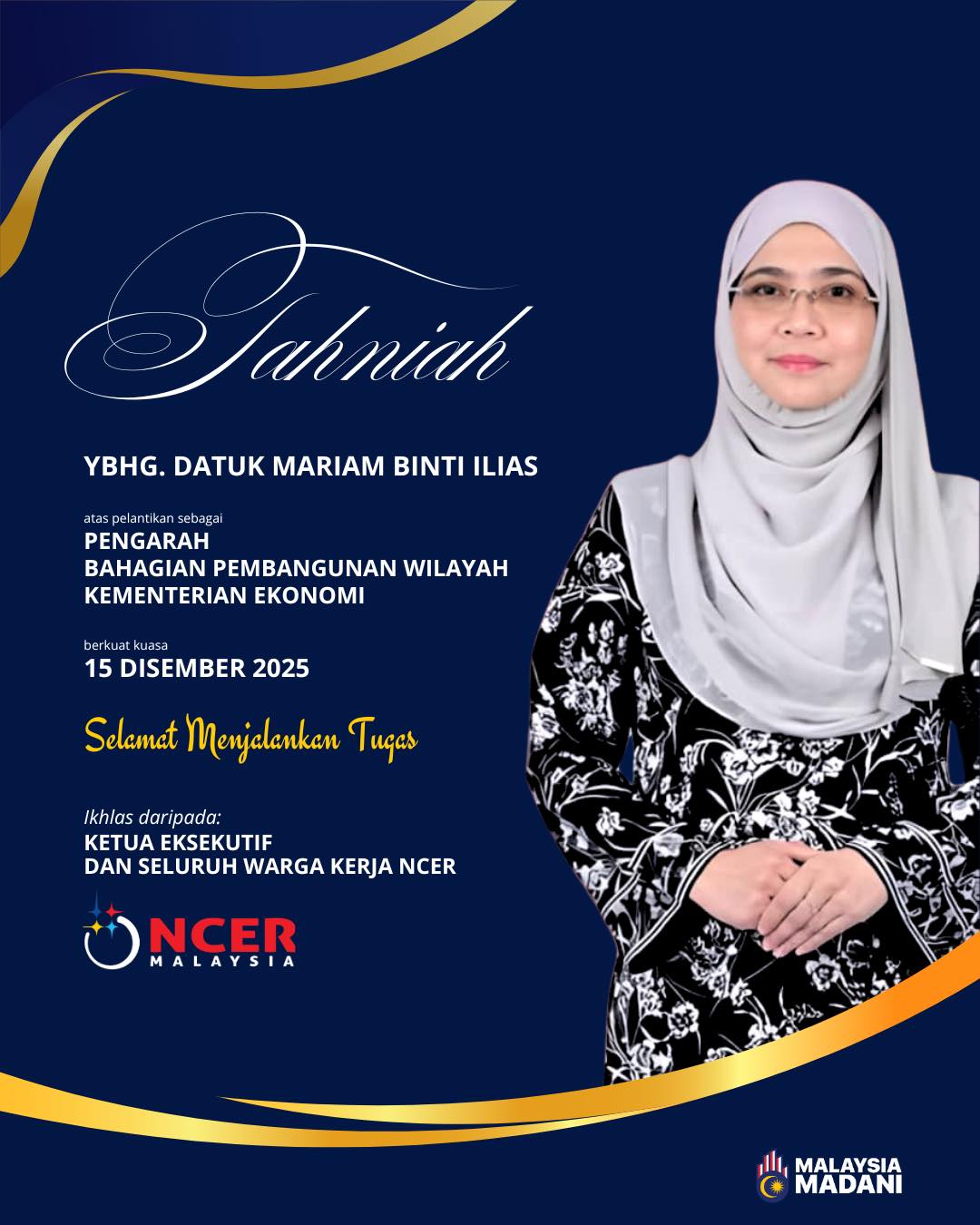 NCER - Tahniah diucapkan kepada YBhg. Datuk Mariam binti Ilias atas ...