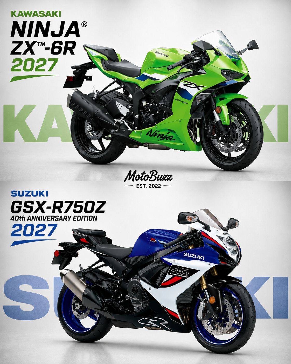2027's Hottest Supersports🔥 🟢 Kawasaki Ninja ZX-6R vs 🔵 Suzuki