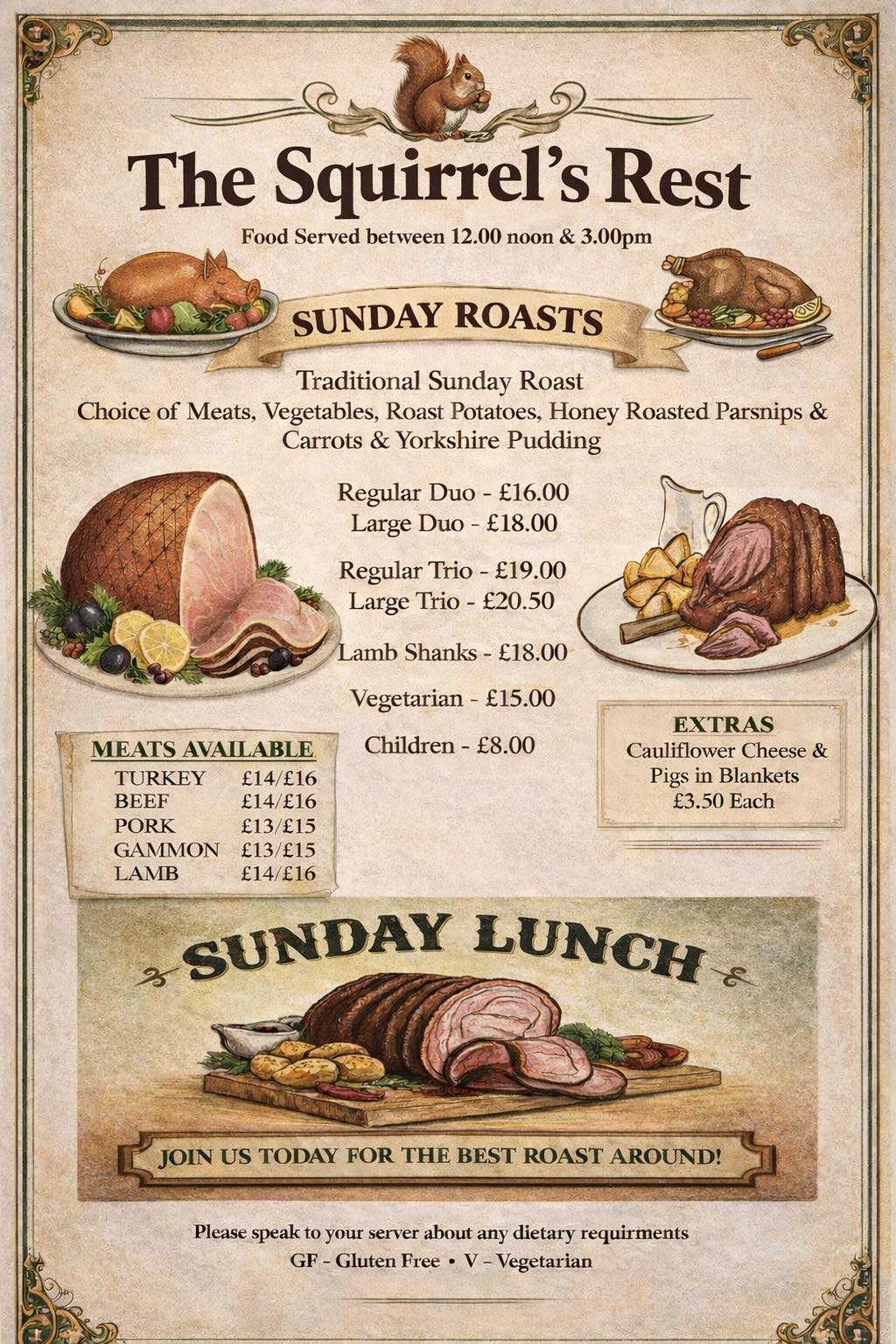 🍽️ SUNDAY ROASTS THIS SUNDAY 🍽️... - The Squirrel’s Rest | Facebook