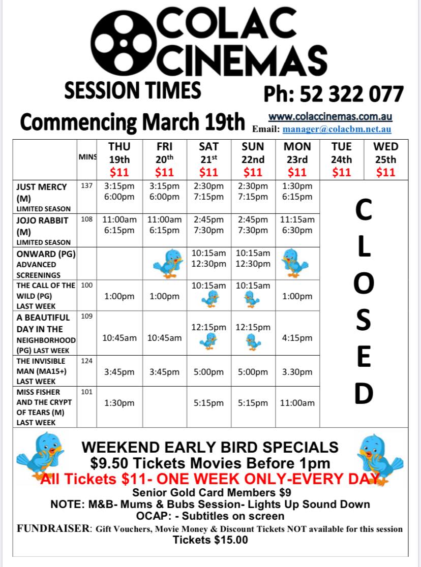 Colac Cinemas - * UPDATED SESSION TIMES COMMENCING... | Facebook