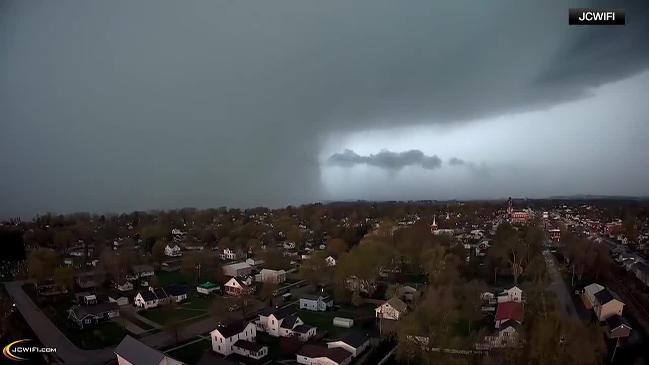 A likely tornado tore through a small village in northwest 