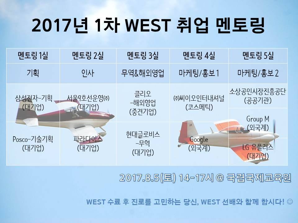 WEST Program - [2017년 1차 WEST 취업 멘토링 멘티 신청] 2017년 1차 WEST... | Facebook