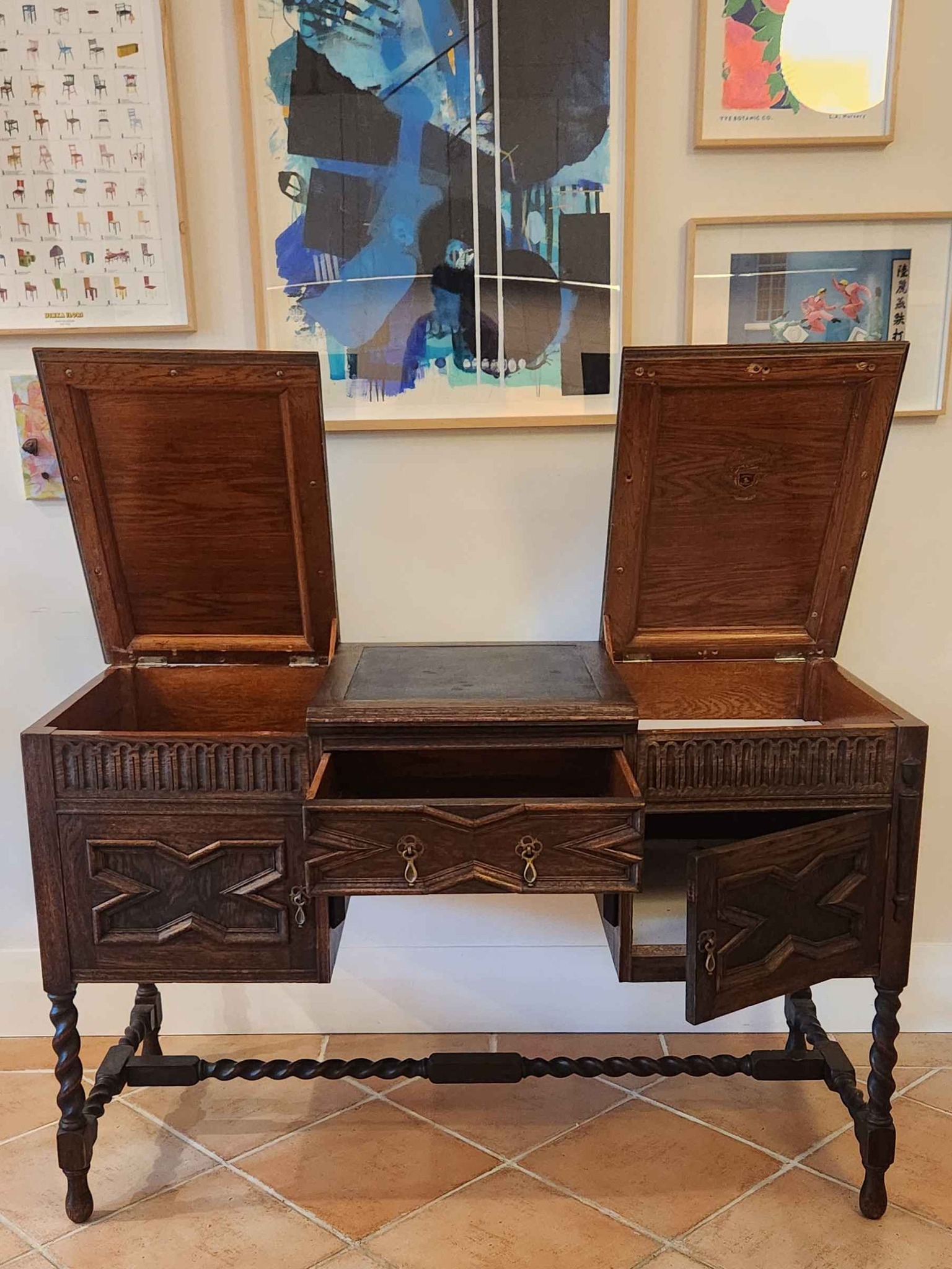 Oak leaf-top Gothic revival desk - Desks - Perth, Western Australia ...