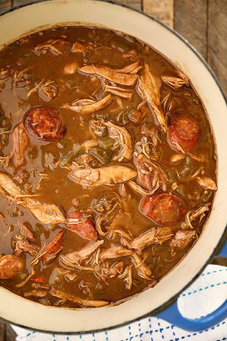 Southern - This recipe for Chicken and Sausage Gumbo starts with a dark ...