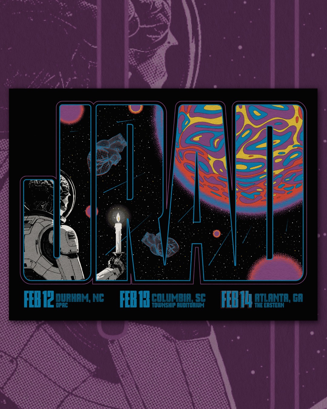 JRAD2026 Posters & Set Times DPAC: Doors: 6:30PM Set One 7:30PM
