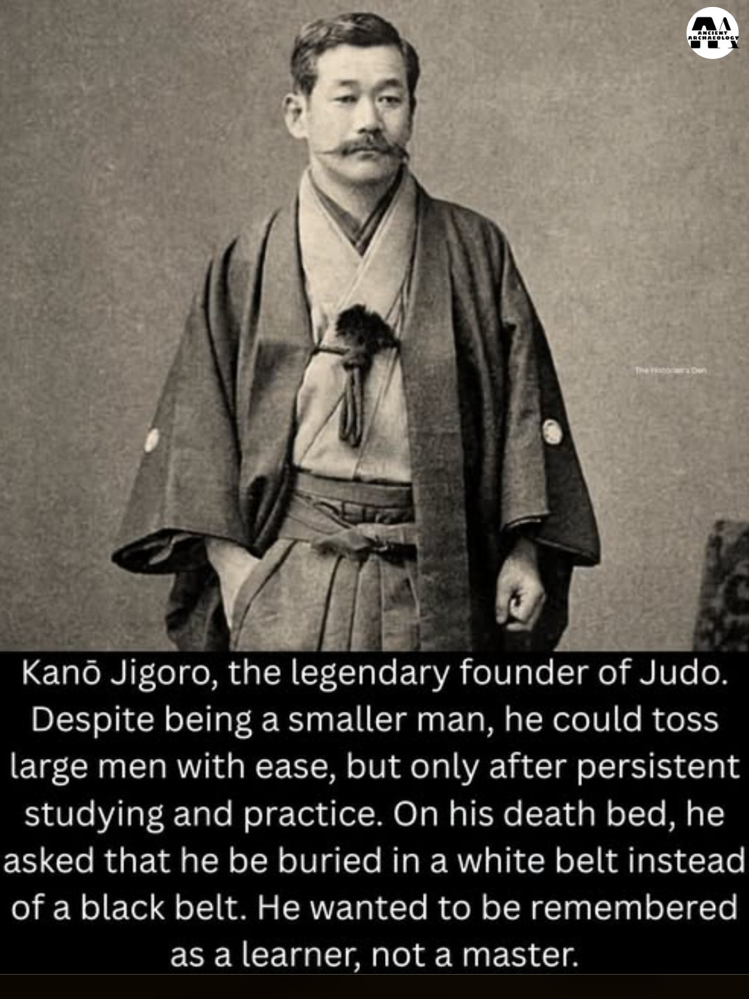 The image depicts Kanō Jigorō (嘉納 治五郎), the founder of Judo