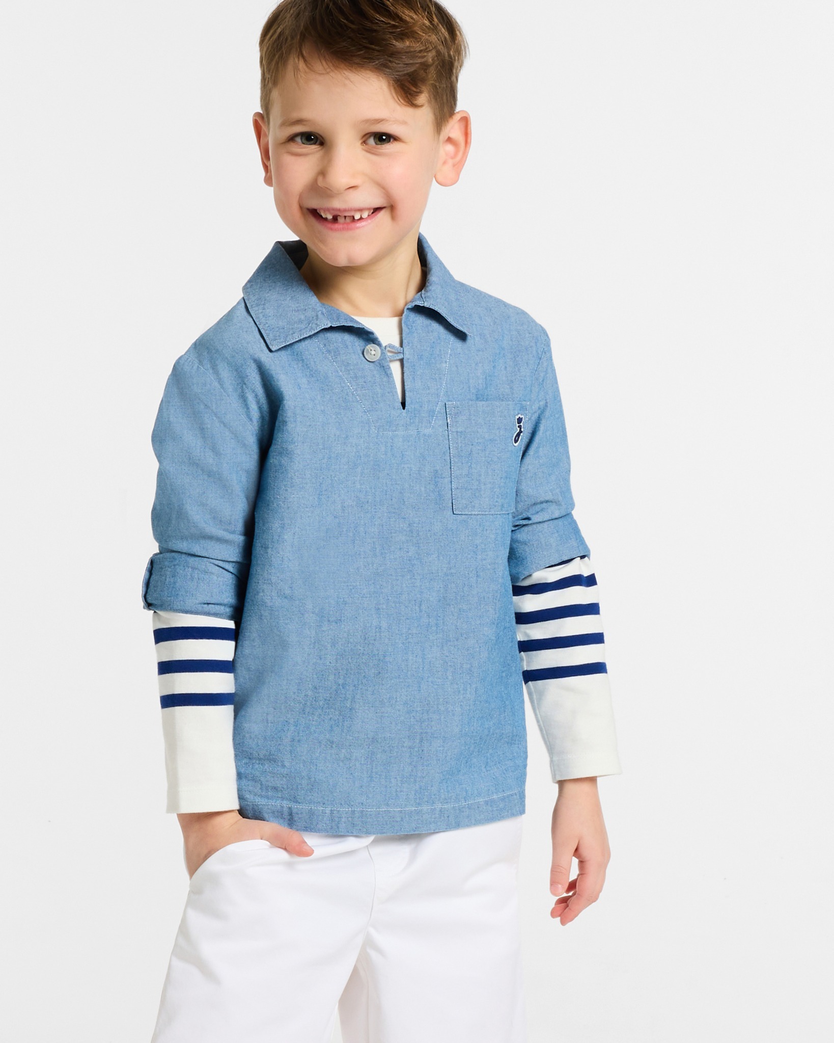 さく様 Inspired by nautical style, this children's sailor shirt is