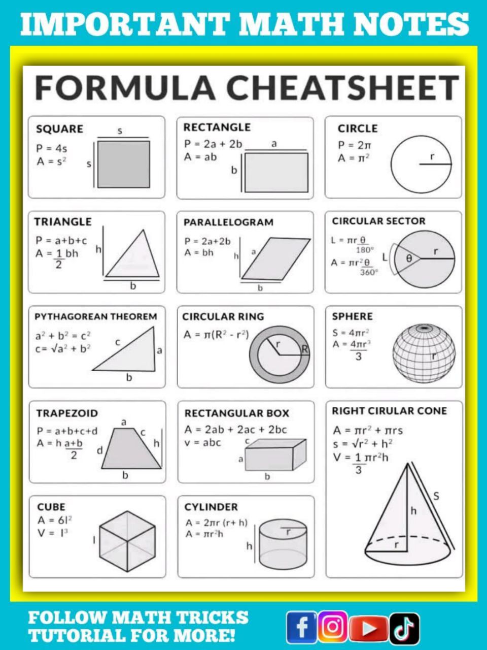 Important Math Notes - Math Tricks Tutorial | Facebook