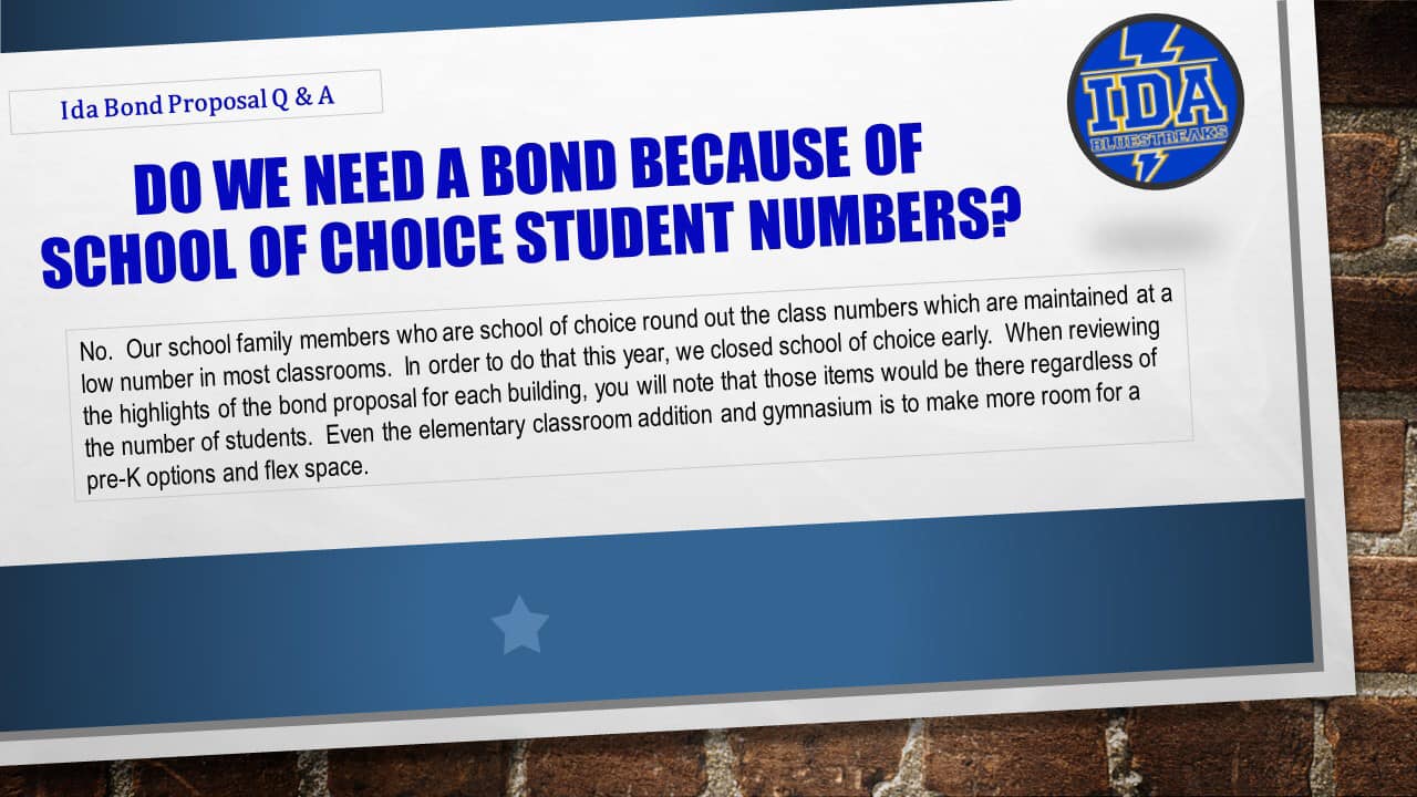 Ida Public Schools Bond Election Proposal August 2, 2022 | Ida MI