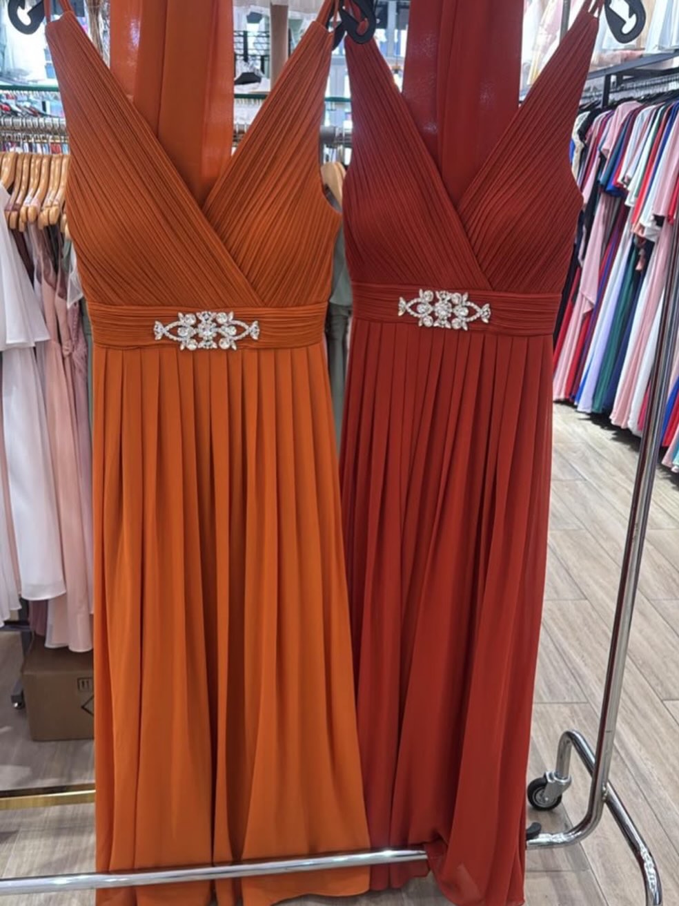 autumn orange bridesmaid dresses You asked for shades… and these have arrived at exactly the right time. 🍂 Burnt and rust are warm, rich and seriously striking , perfect for bridesmaids creating a seasonal Orthopedic Dress Shoes For LowStock:43624432402483 Burnt Pants Size:S