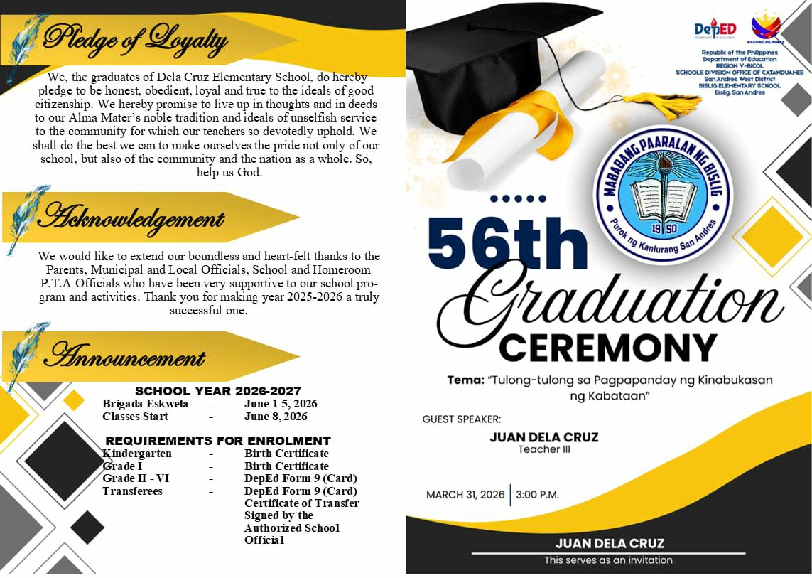 Elementary Graduation Program Template