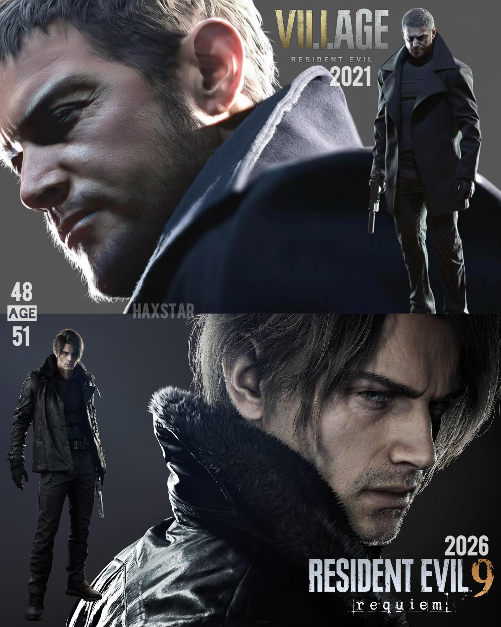 Resident Evil Village Chris (2021) vs Resident Evil 9 (2026) Leon 