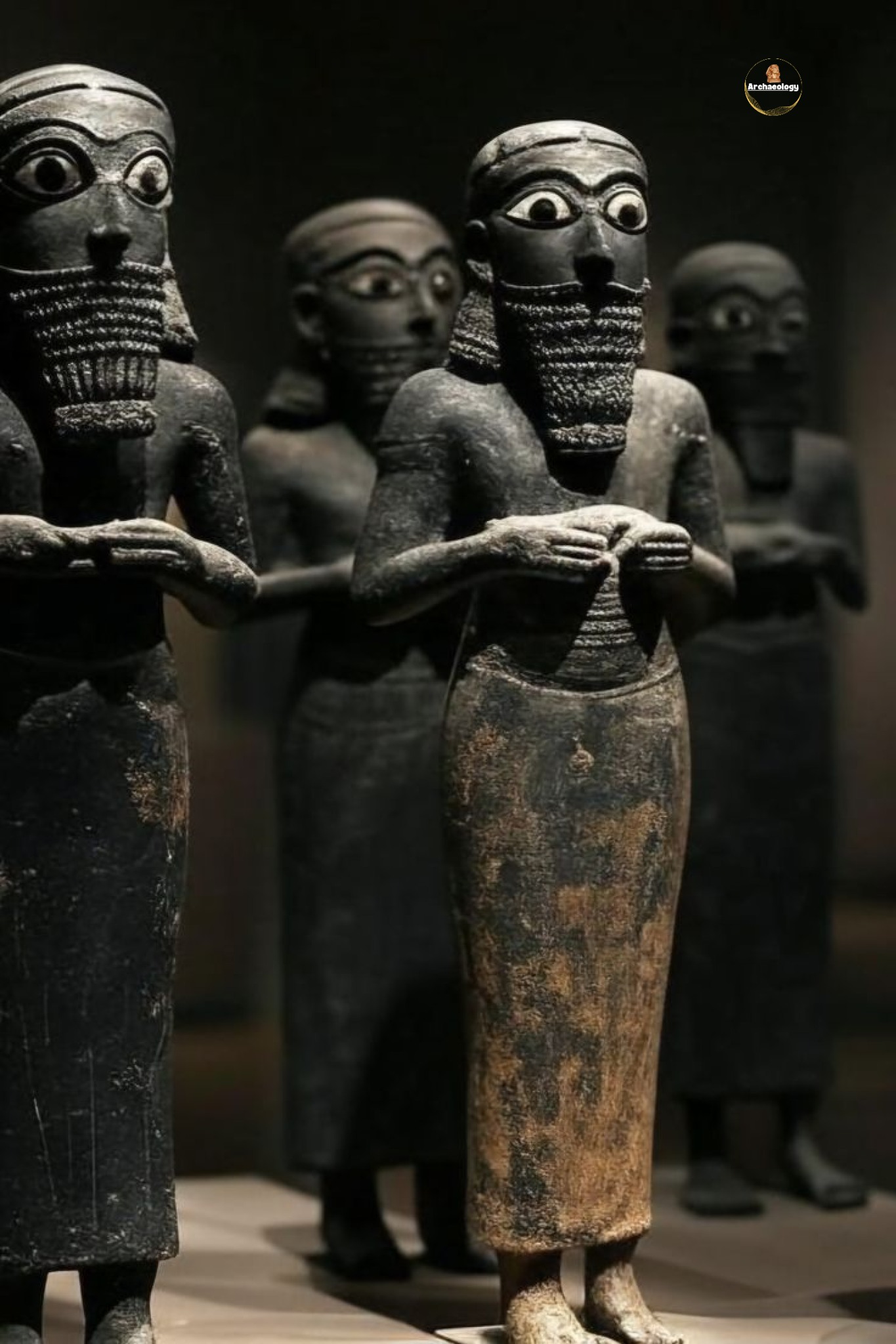 Sumerian votive statues from the Temple of Eshnunna, 2900-2600 BCE.