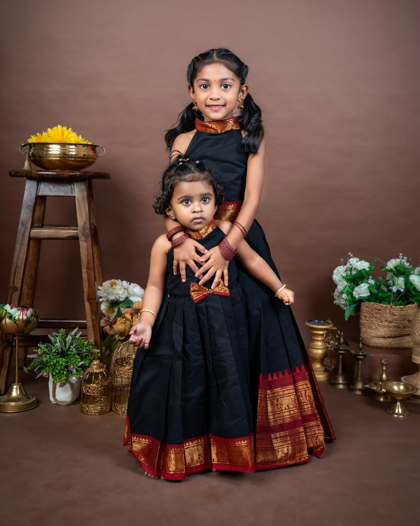 Twinning Big Sister and Little Sister Combo Make every occasion special ❤️ Black & Red Kanchicotton Skirt & Top for Big Sister Black & Red Kanchicotton Frock for Little Sister Shop now