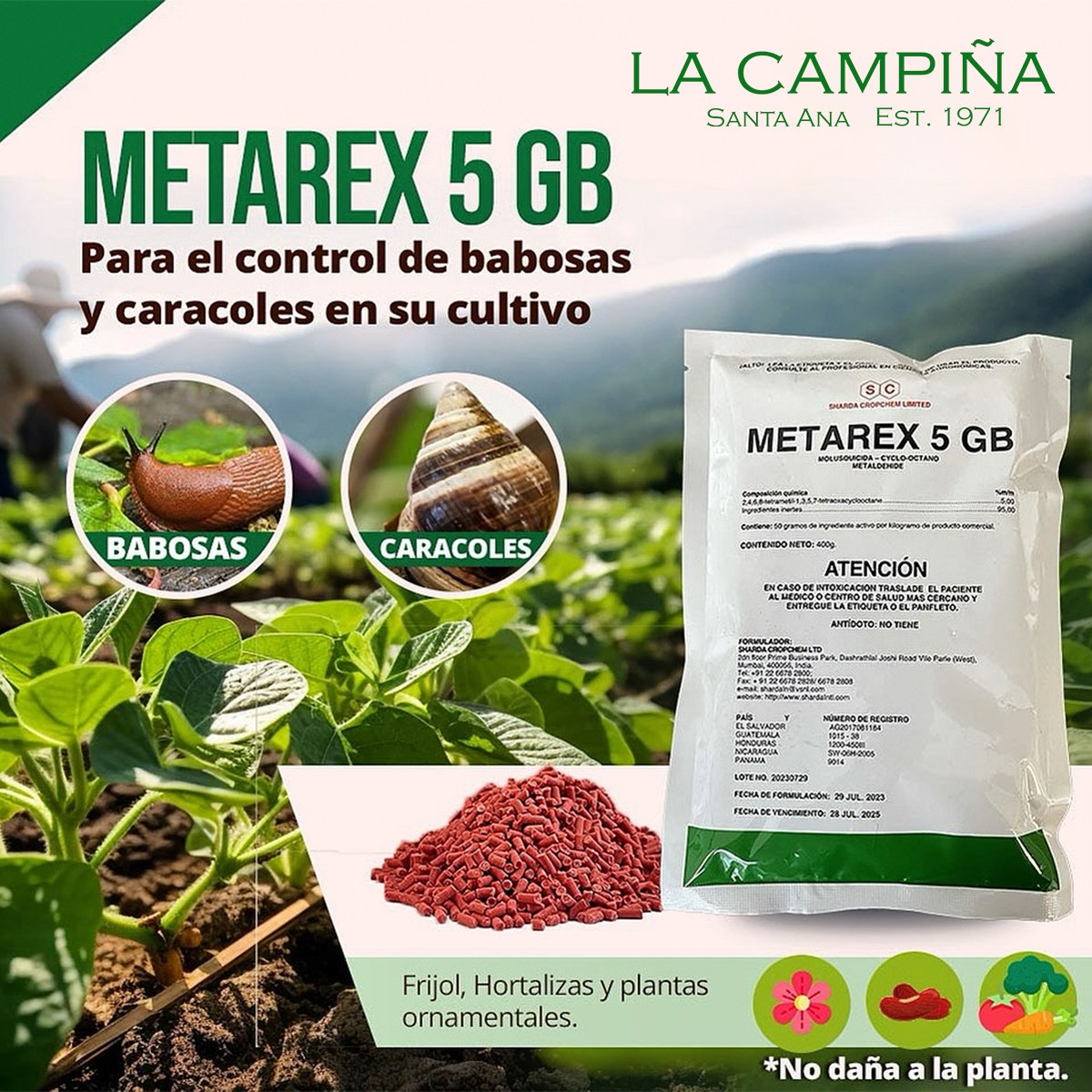 Agroservicio - METAREX 5 GB Para el control de babosas y caracoles en ...
