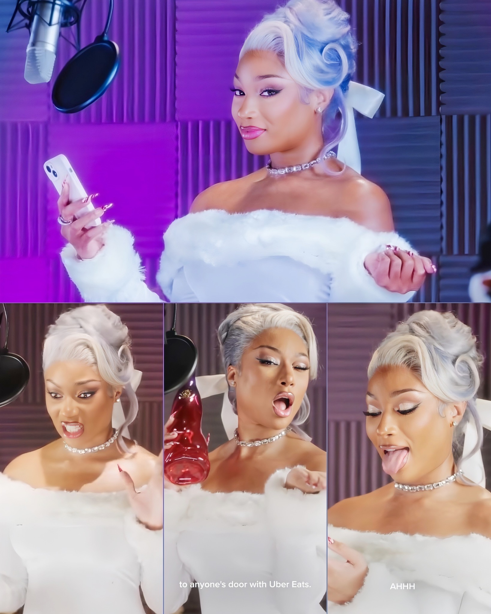 Thug - M. Stallion in Christmas vibes, shining in her latest Uber Eats ...